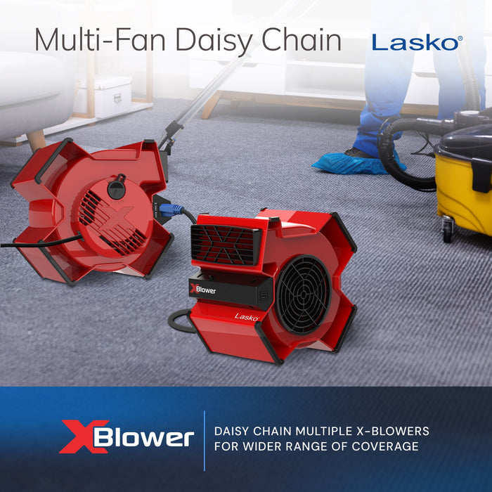 Lasko 11" X-Blower Multi-Position Utility Blower Fan with USB Port, Red, X12900 - use_like_new