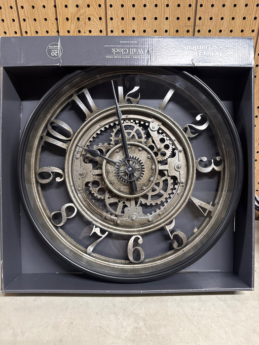 Better Homes and Gardens 20 Indoor Rustic Metal Arabic Moving Gear Analog Wall Clock - open_box