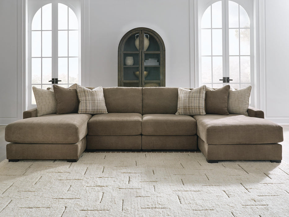 Camellia-Court Coffee Camellia-Court 4-Piece Double Chaise Sectional