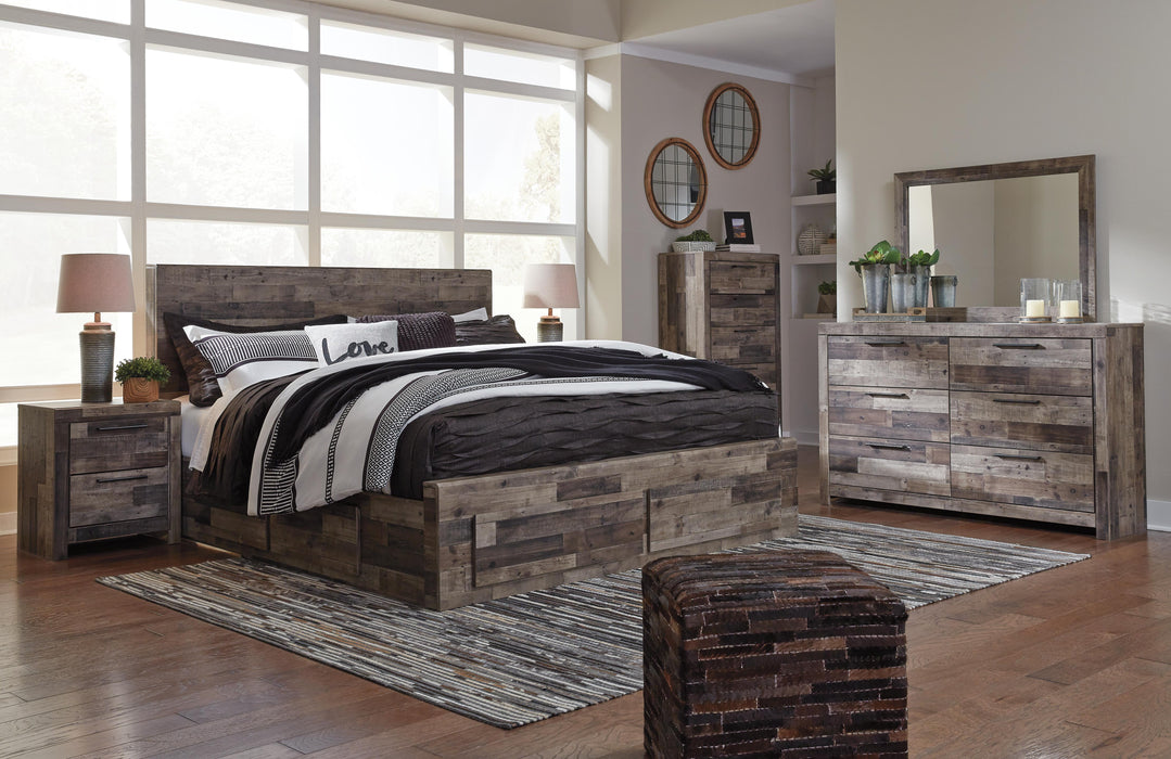 Derekson Multi Gray Derekson King Panel Bed with 4 Storage Drawers