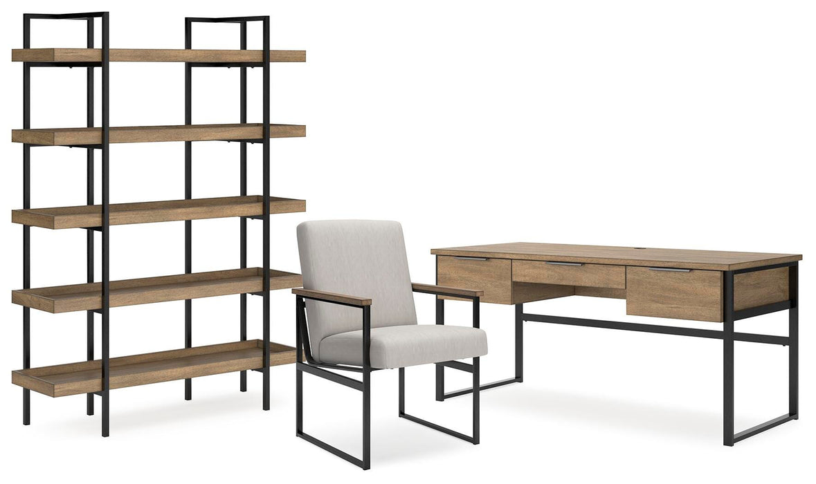 Montia Light Brown Montia Home Office Desk with Chair and Storage