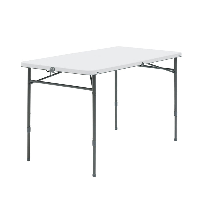 Mainstays 4 Foot Fold-in-Half Adjustable Folding Table, White - new