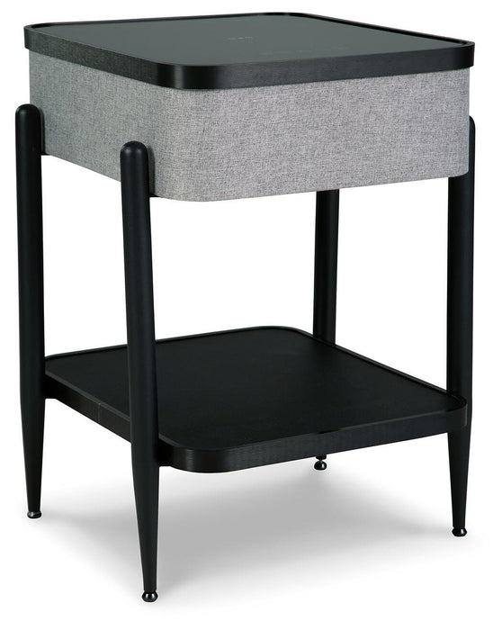 Jorvalee Gray/Black Accent Table with Speaker