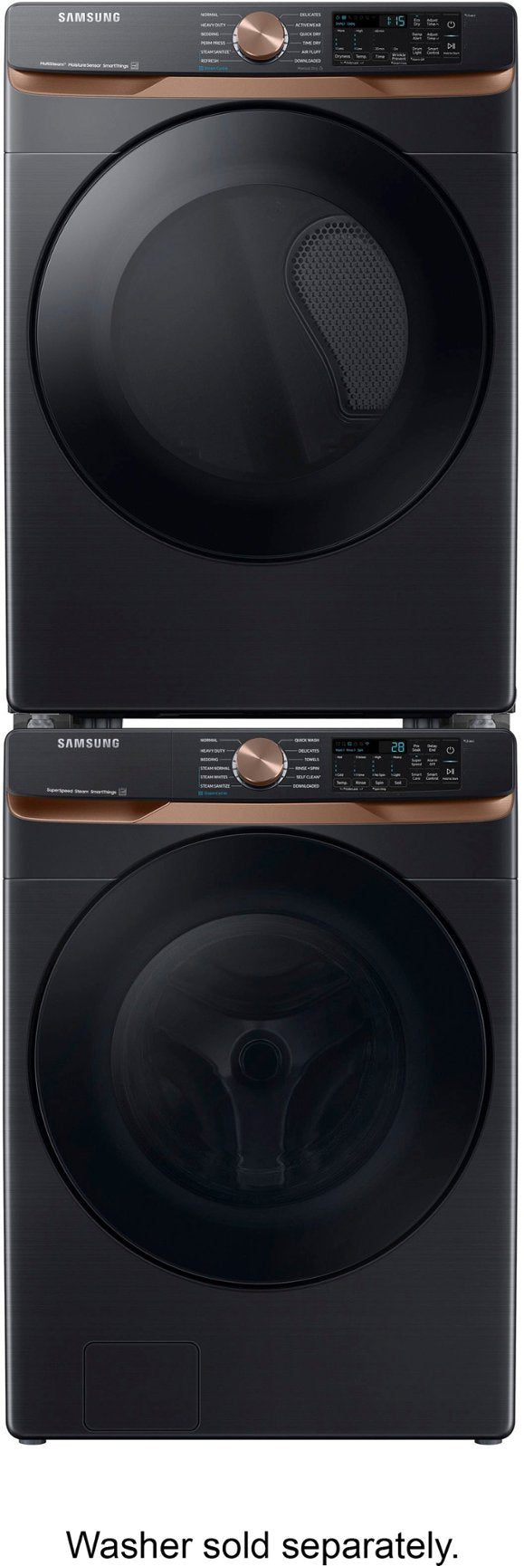 Samsung - 7.5 Cu. Ft. Stackable Smart Electric Dryer with Steam and Sensor Dry - Brushed Black - display_model