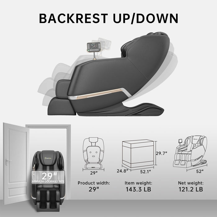 Real Relax Full Body Zero Gravity Shiatsu Recliner Electric Massage Chair, Black - new