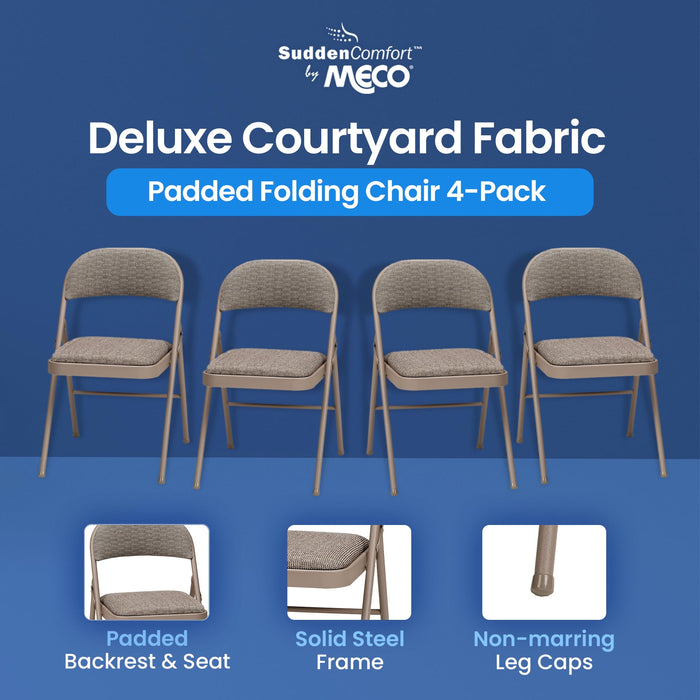 Fabric double padded folding chair- Courtyard Chicory ( Pack of 6 ) - new
