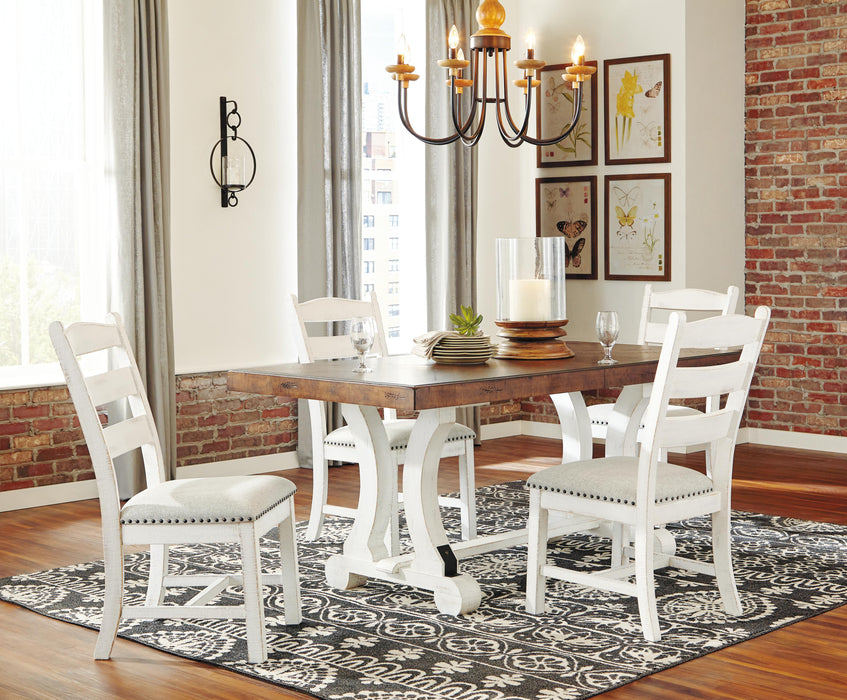 Valebeck White/Brown Valebeck Dining Table and 4 Chairs
