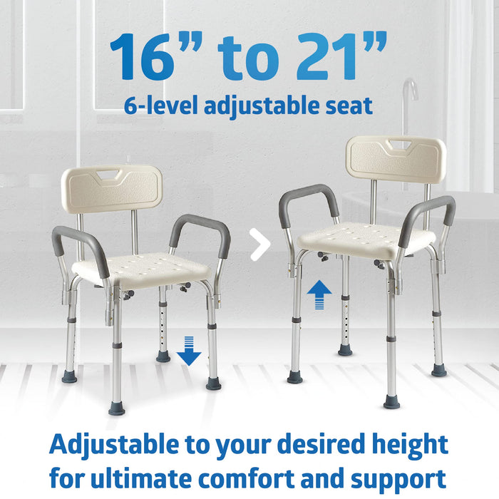 Medline Shower Chair Seat with Padded Armrests and Back Heavy Colors Vary White or gray - new