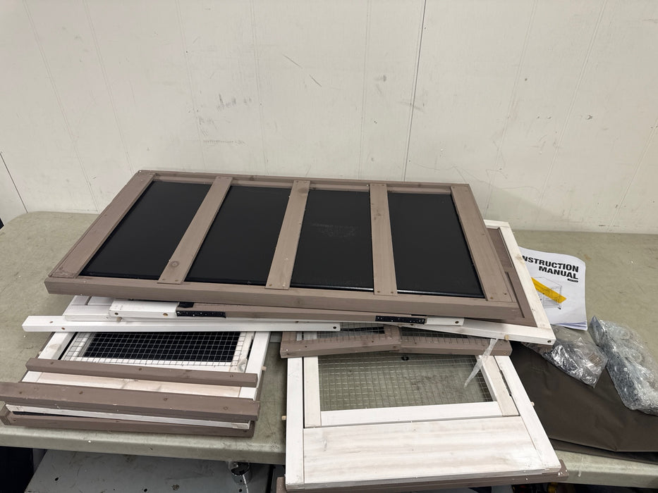 Aivituvin Rabbit Cage Indoor Outdoor Bunny Hutch on Wheels, 2 Story Wood Guinea Pig Cages with 2 Deeper Pull Out Trays - new