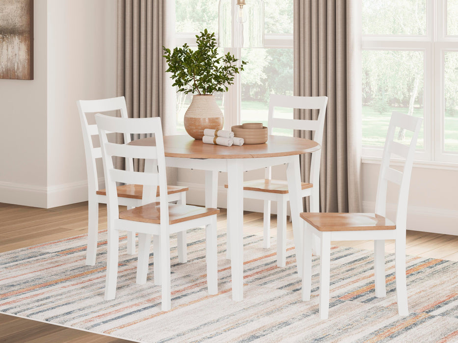Gesthaven Natural/White Gesthaven Dining Table and 4 Chairs