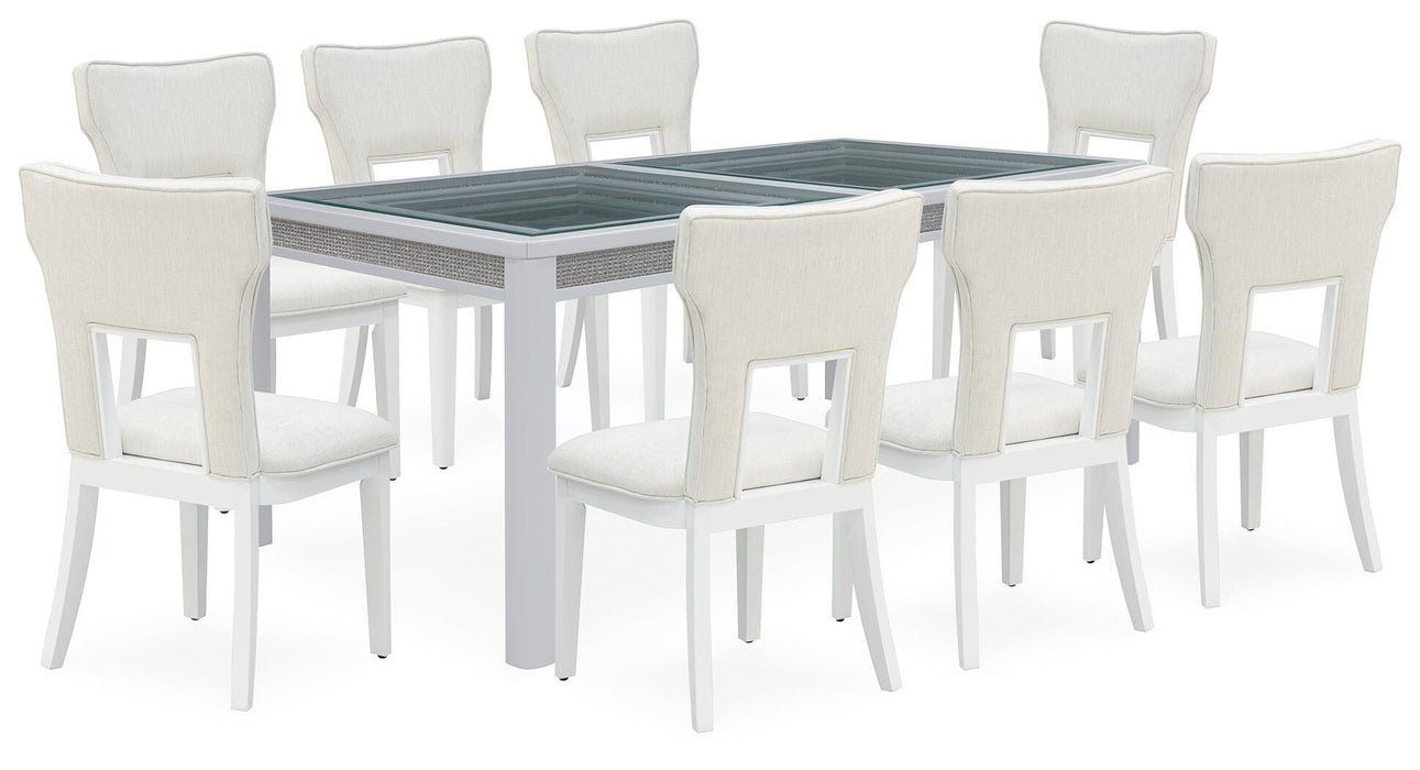 Chalanna White Chalanna Dining Table and 8 Chairs