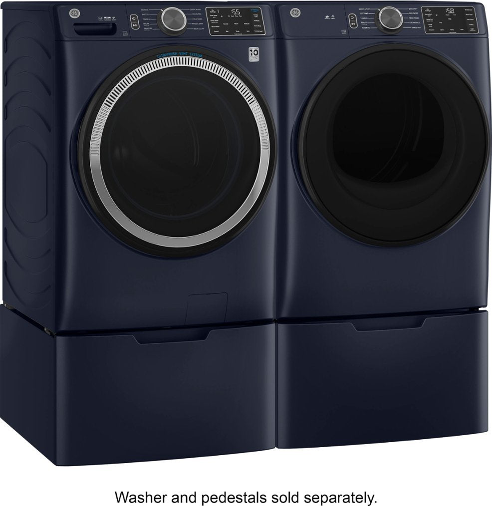 GE - 7.8 Cu. Ft. Smart Electric Dryer with Sanitize Cycle - Sapphire Blue - display_model