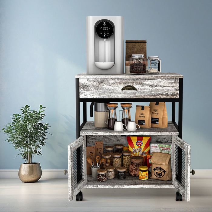 3 Tiers Kitchen Coffee Cart With Drawer - new