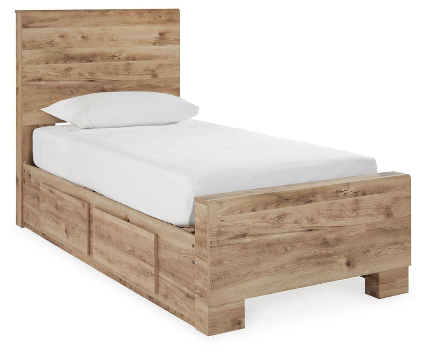Hyanna Tan Brown Hyanna Twin Panel Bed with 1 Side Storage