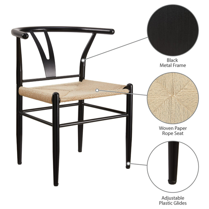 (2 pack) Better Homes & Gardens Springwood Wishbone Chair, Metal Base with Black Finish - new