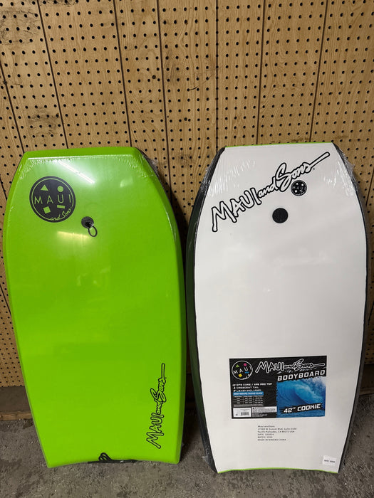 Maui and Sons 42 inch Lightweight Slick Bottom BodyBoard Surfing W/Wrist Leash EPS Core Boarding Blu - new