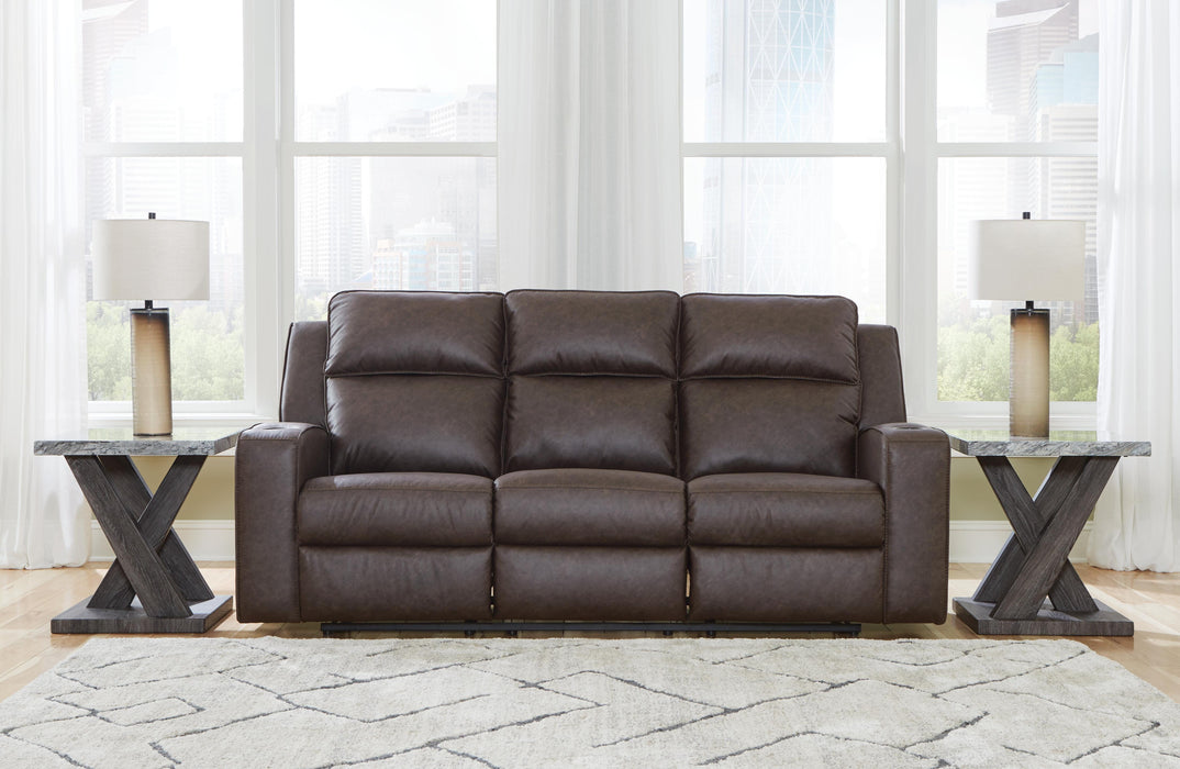 Lavenhorne Umber REC Sofa w/Drop Down Table
