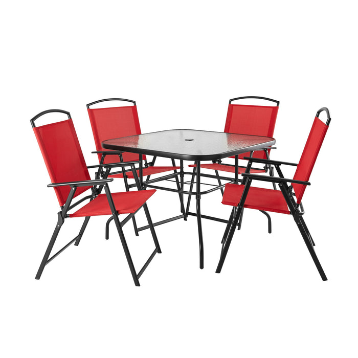 Mainstays Albany Lane Steel 6-Piece Outdoor Dining Set, Red - new