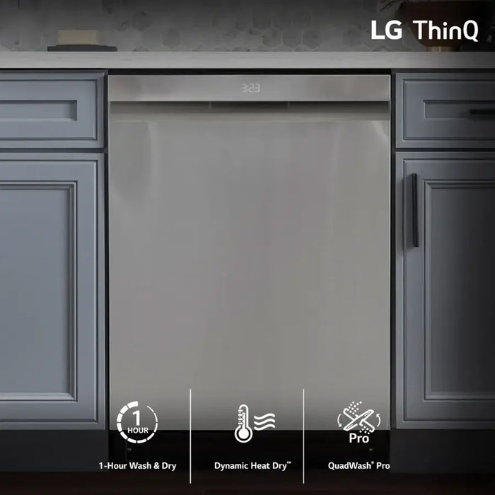 LG - 24" Top Control Smart Built-In Stainless Steel Tub Dishwasher with 3rd Rack, QuadWash Pro and 42dba - PrintProof Stainless Steel - open_box