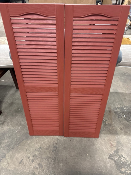 Ekena Millwork Lifetime Vinyl LL1S14X04800RD Standard Cathedral Top Center Mullion, Open Louver Vinyl Shutters, w/Installation Shutter-Lok's & Matching Screws (Per Pair), 14 1/2"W x 48"H, Bu