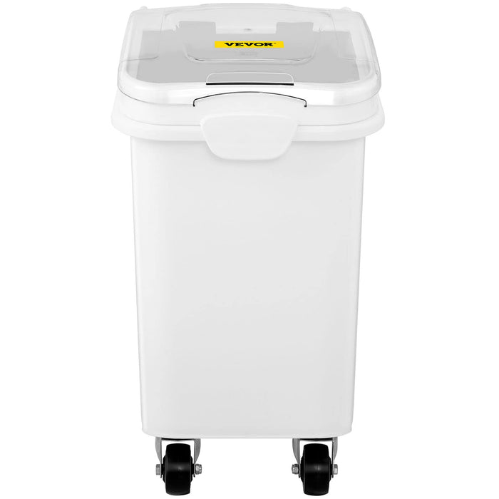 VEVOR 27 Gallon food storage containers 500 Cup Ingredient Bin with Scoop and Sliding Lid Commercial Food Container Ideal for rice storage, dog food container, flour, and sugar containers, White - open_box