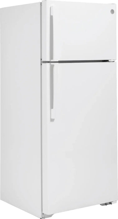 GE - 17.5 Cu. Ft. Top-Freezer Refrigerator with Edge-to-Edge Glass Shelves - White - display_model