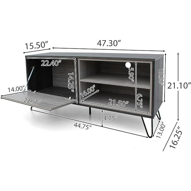 Modern TV Stand for 55 inch TV,Mid Century Modern TV Console, Entertainment Center with Storage for Living Room,Gray - open_box