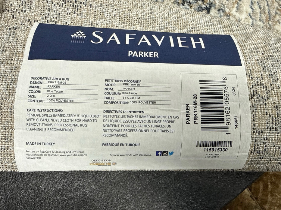 Safavieh Parker Collection Runner Rug - 2' x 8', Blue & Taupe, Non-Shedding & Easy Care, Ideal for High Traffic Areas in Living Room, Bedroom, Dining (PRK116M-28) - use_like_new