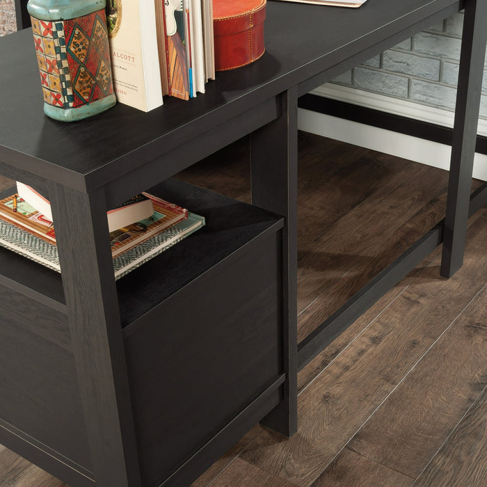 Sauder Trestle Transitional L-Shaped Writing Desk, Raven Oak Finish - new