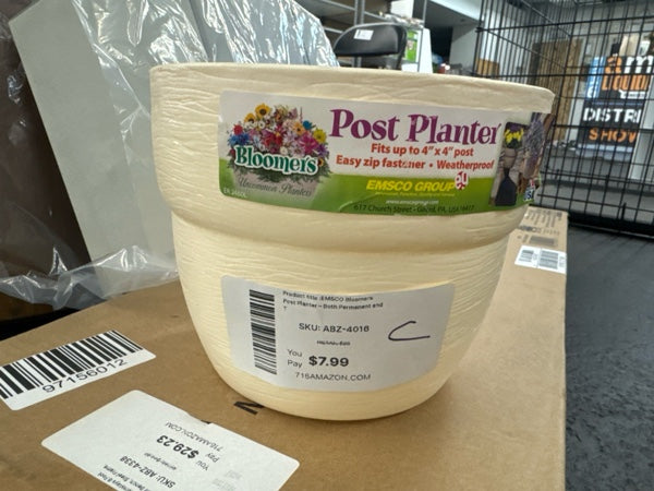 EMSCO Bloomers Post Planter – Both Permanent and Temporary Installation Options – Garden in Untraditional Spaces – White - new