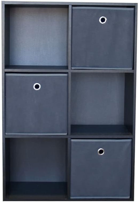 Proman Products 6 Cube Storage Organizer Bookcase, 36" H x 24" W x 12" D, Black - new