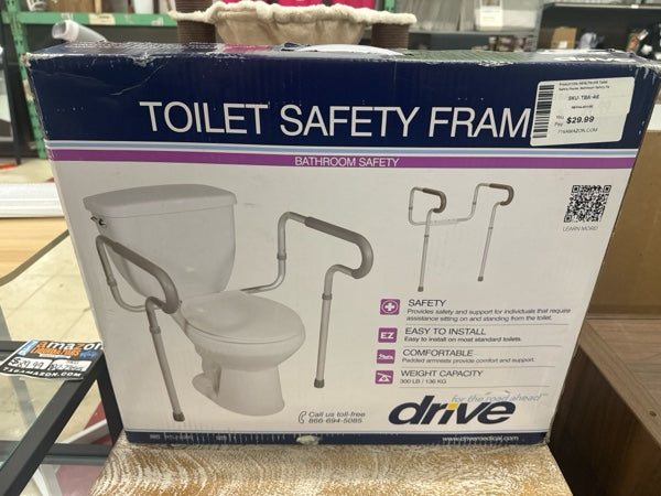 HEALTHLINE Toilet Safety Frame, Bathroom Safety Rail with Toilet Seat Assist Handrail Grab Bar, Medical Supply for Elderly, Adjustable Legs and Arm - open_box