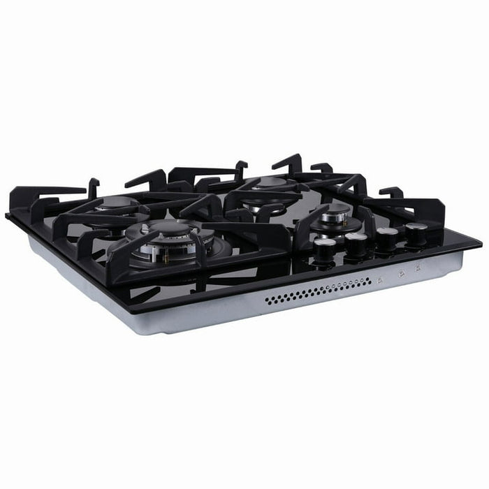4-Burners Gas Cooktop 24 inch Stainless Steel Tempered Glass NG/LPG Convertible - open_box