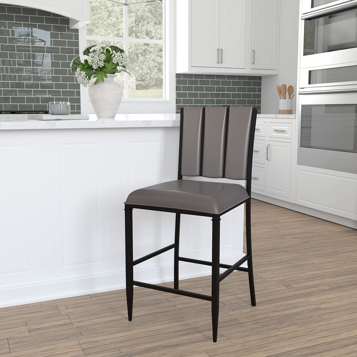 Hillsdale, Salas Metal Counter Height Stool with Double-Sided Vertical Tufting Back, Black Upholstered Seat and Back - new
