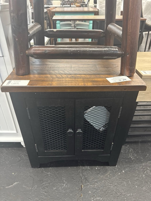 Valebeck Rectangular End Table Black/Brown - Signature Design by Ashley: Rustic Farmhouse Style with Storage - new