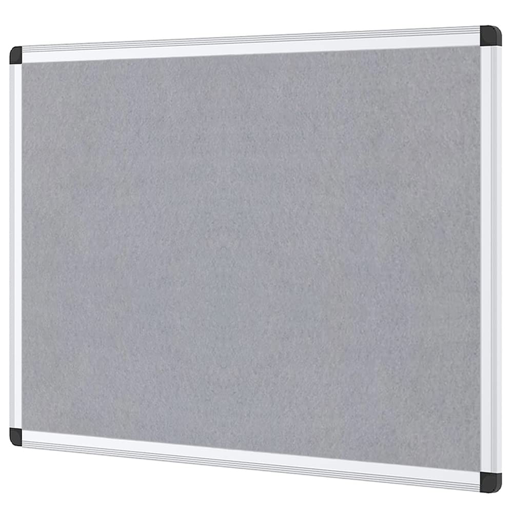 VIZ-PRO Notice Board Felt Gray, 48 X 36 Inches, Silver Aluminium Frame - open_box