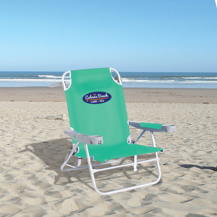 Cabana Life Deluxe Five reclining positions Beach Chair, Biscay Green - open_box