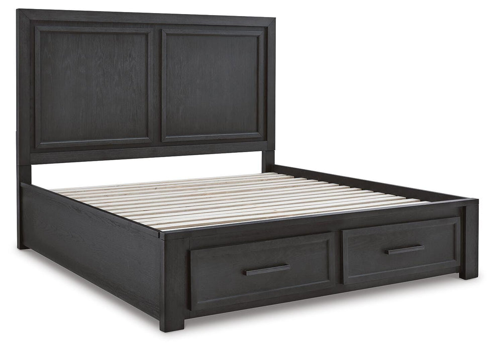 Foyland Black/Brown Foyland California King Panel Storage Bed