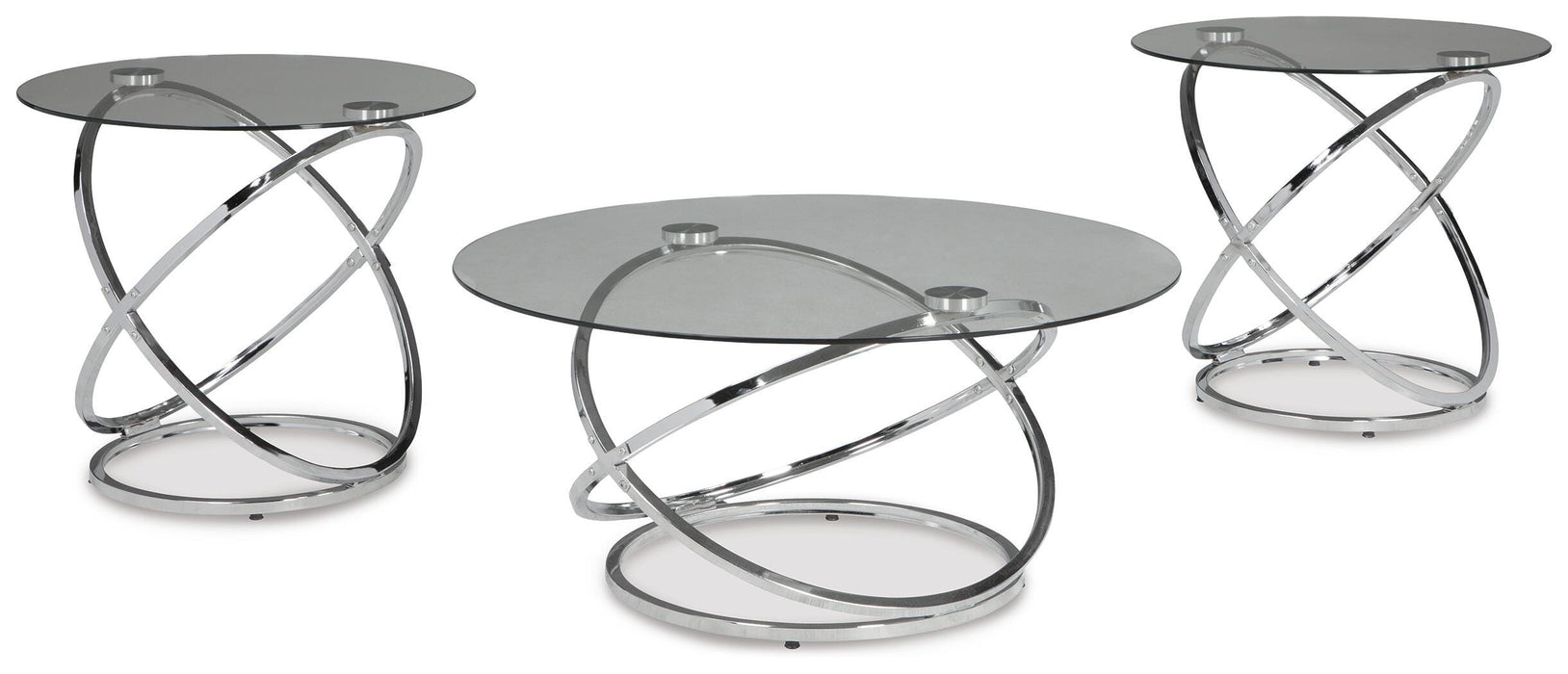 Hollynyx Chrome Finish Occasional Table Set (3/CN)
