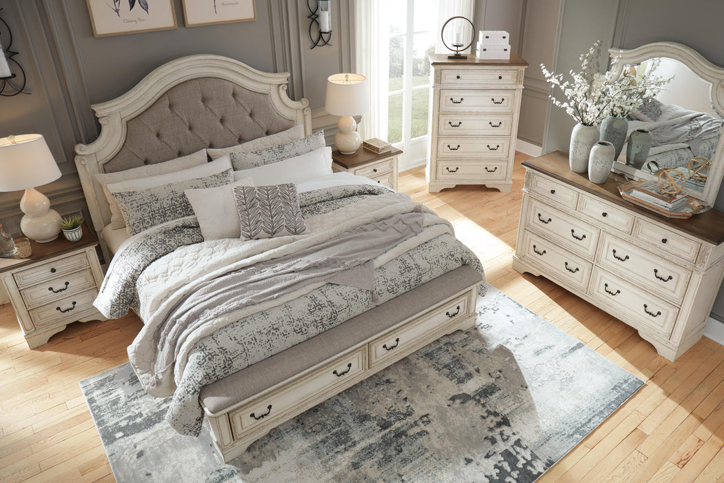 Realyn Two-tone Realyn King Upholstered Storage Bed - Brand New