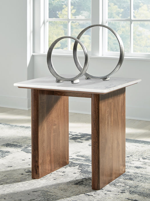 Isanti Light Brown/White Square End Table