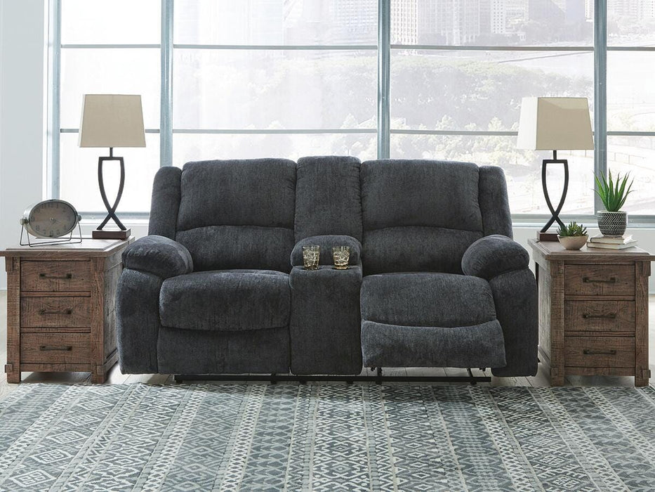 Draycoll Slate DBL Rec Loveseat w/Console
