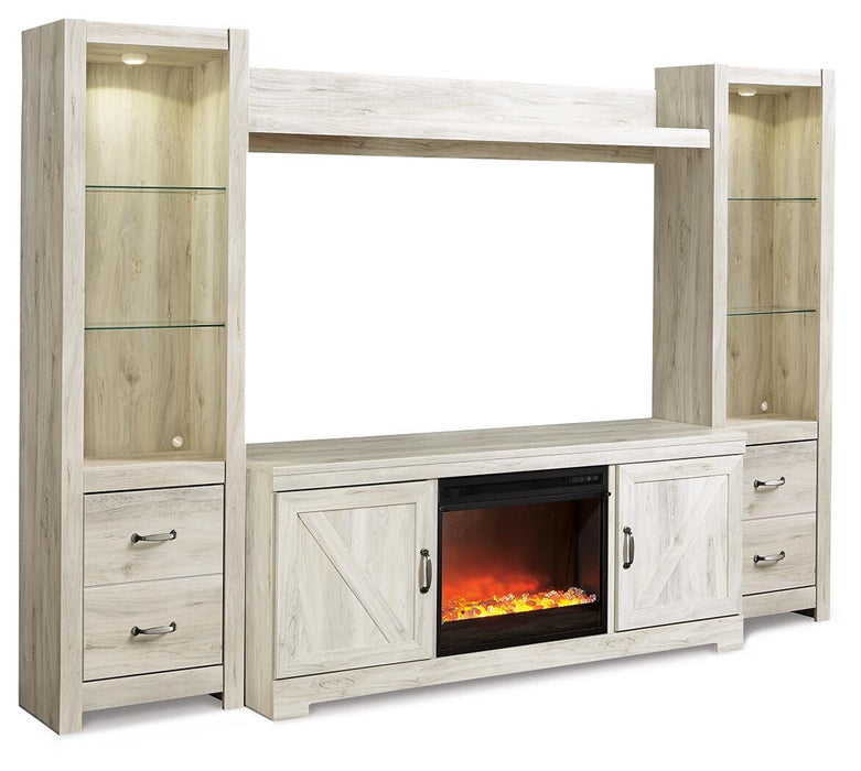 Bellaby Whitewash Bellaby 4-Piece Entertainment Center with Fireplace