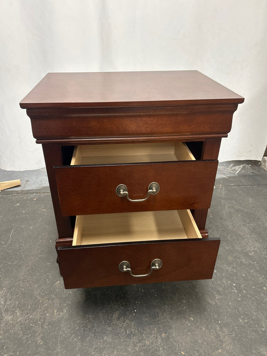 Furniture of America Arabella Traditional Solid Wood Nightstand with Drawers and Antique Nickle Handles, Small Bedside Table, No Assembly Wooden Night Stand for Bedroom, Guest Room, Dorm, Cherry -