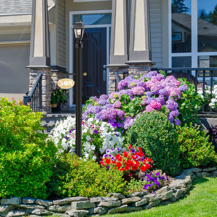 80-Inch Outdoor Lamp Post - Lamp Posts Outdoor Lighting for Driveways, Porches, Pathways, and Patios - Direct Burial Outdoor Post Light in Black, Design House WM750181 - open_box