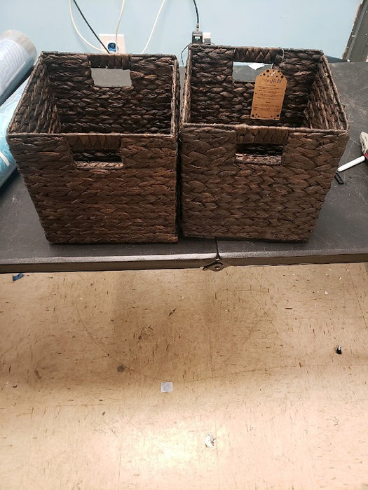 Casafield 10.5" x 10.5" Water Hyacinth Storage Baskets, Espresso - open_box
