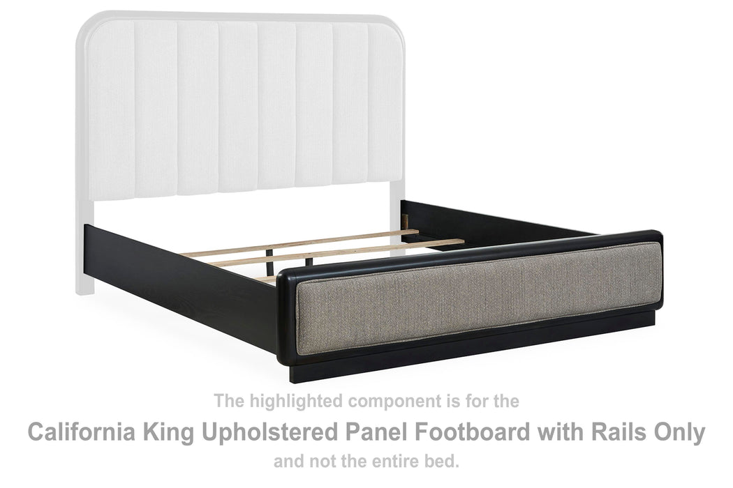 Rowanbeck Gray/Black Cal King UPH Panel FTBD/Rails