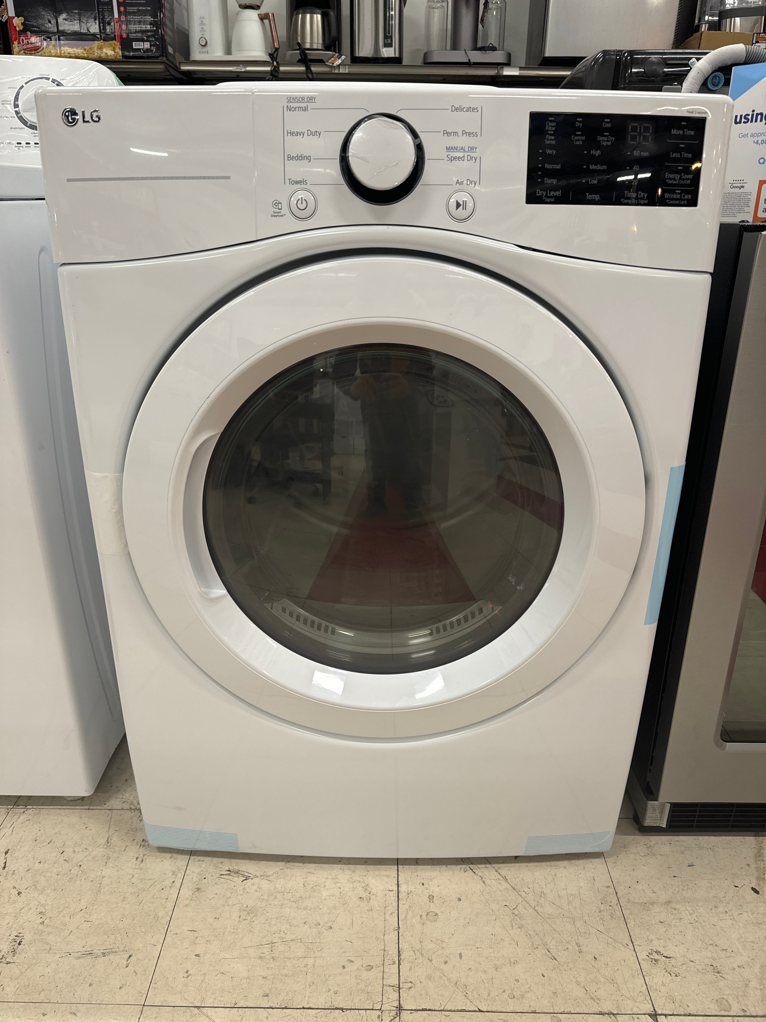 LG DLE3470W 7.4 Cu. Ft. White Ultra Large Capacity Front Load Dryer - display_model