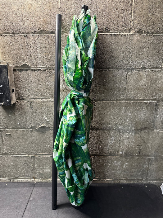 Mainstays Outdoor 7.5 Foot Palm Print Round Push-up and Tilt Market Patio Umbrella - open_box