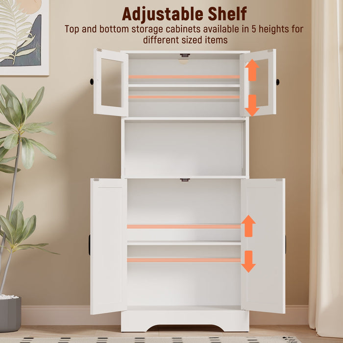 Behost Kitchen Pantry Cabinet with Doors, Storage Shelf for Home, White - new
